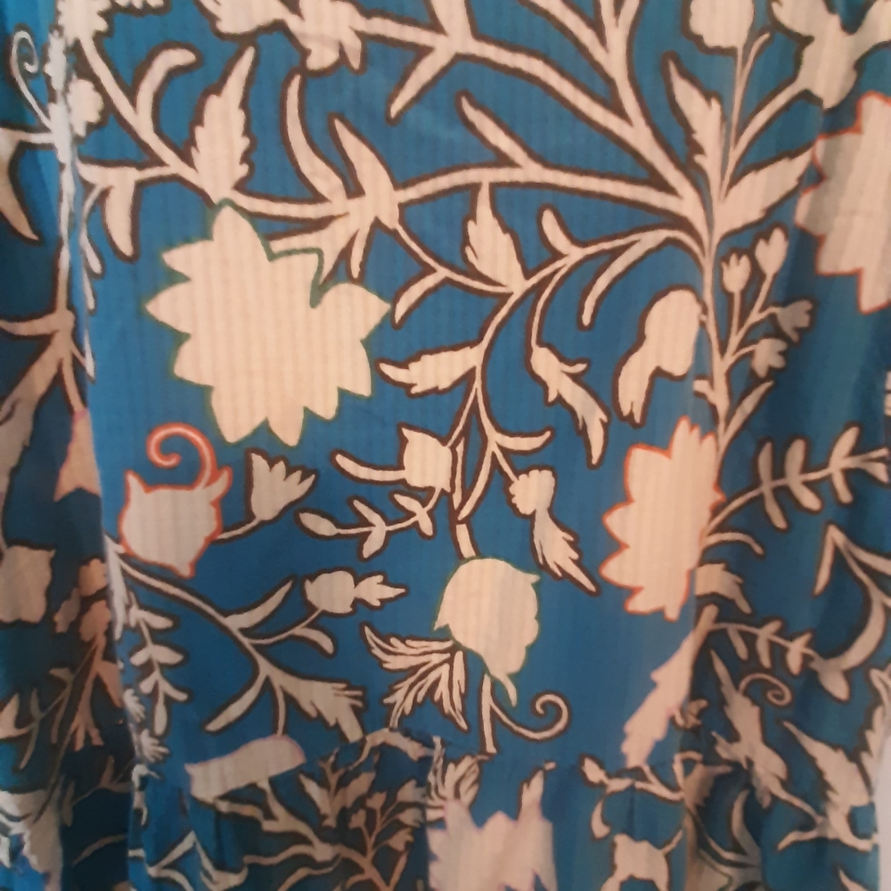 Knox Rose Blue and White Flowy Boho Blouse 1x - Picture 7 of 7